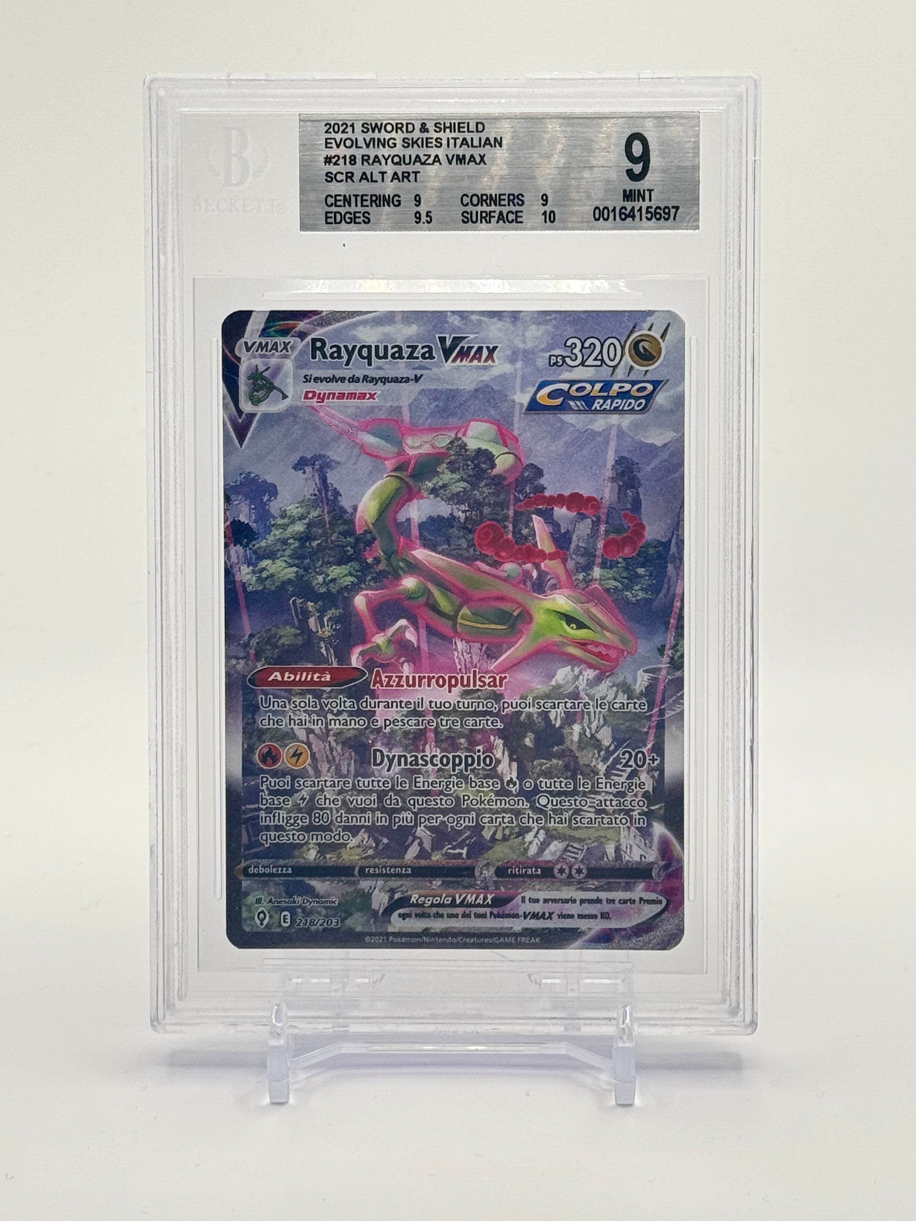 Rayquaza VMAX #218 Alternate Art - Evolving Skies Italian 2021 - Beckett 9